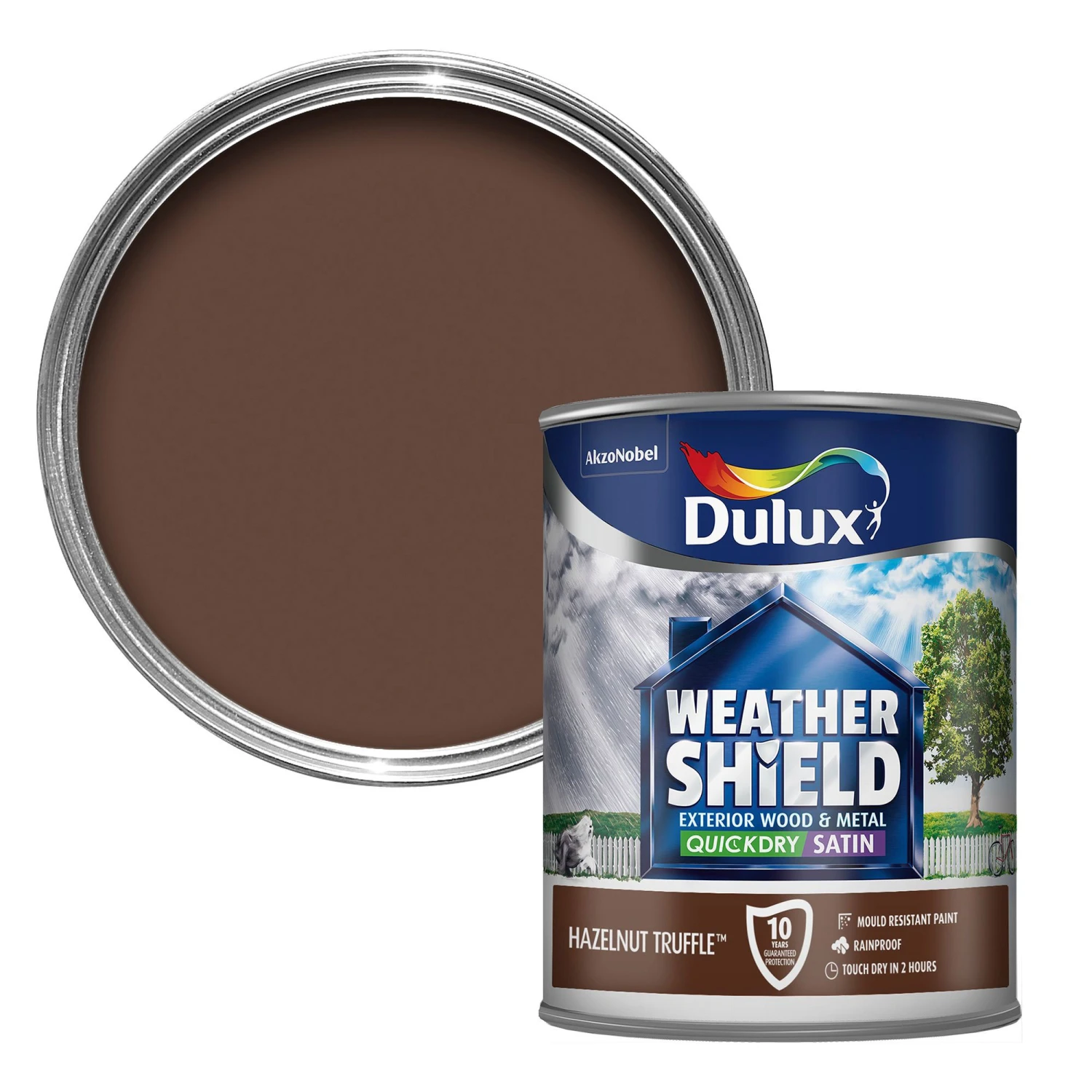Dulux Weathershield Hazelnut Truffle Satinwood Exterior Metal & Wood Paint, 750ml 1 Dulux Weathershield Hazelnut Truffle Satinwood Exterior Metal & Wood Paint, 750ml