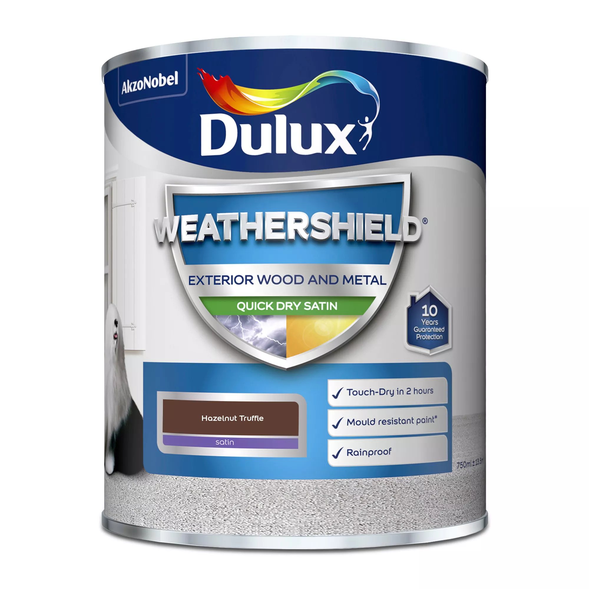 Dulux Weathershield Hazelnut Truffle Satinwood Exterior Metal & Wood Paint, 750ml 2 Dulux Weathershield Hazelnut Truffle Satinwood Exterior Metal & Wood Paint, 750ml - Image 2