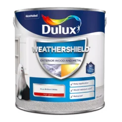 Dulux Weathershield Pure Brilliant White Gloss Exterior Metal & Wood Paint, 2.5L 15 Dulux Weathershield Pure Brilliant White Gloss Exterior Metal & Wood Paint, 2.5L -Dulux dulux weathershield pure brilliant white gloss exterior metal wood paint 2 5l5010212431122 08c bq