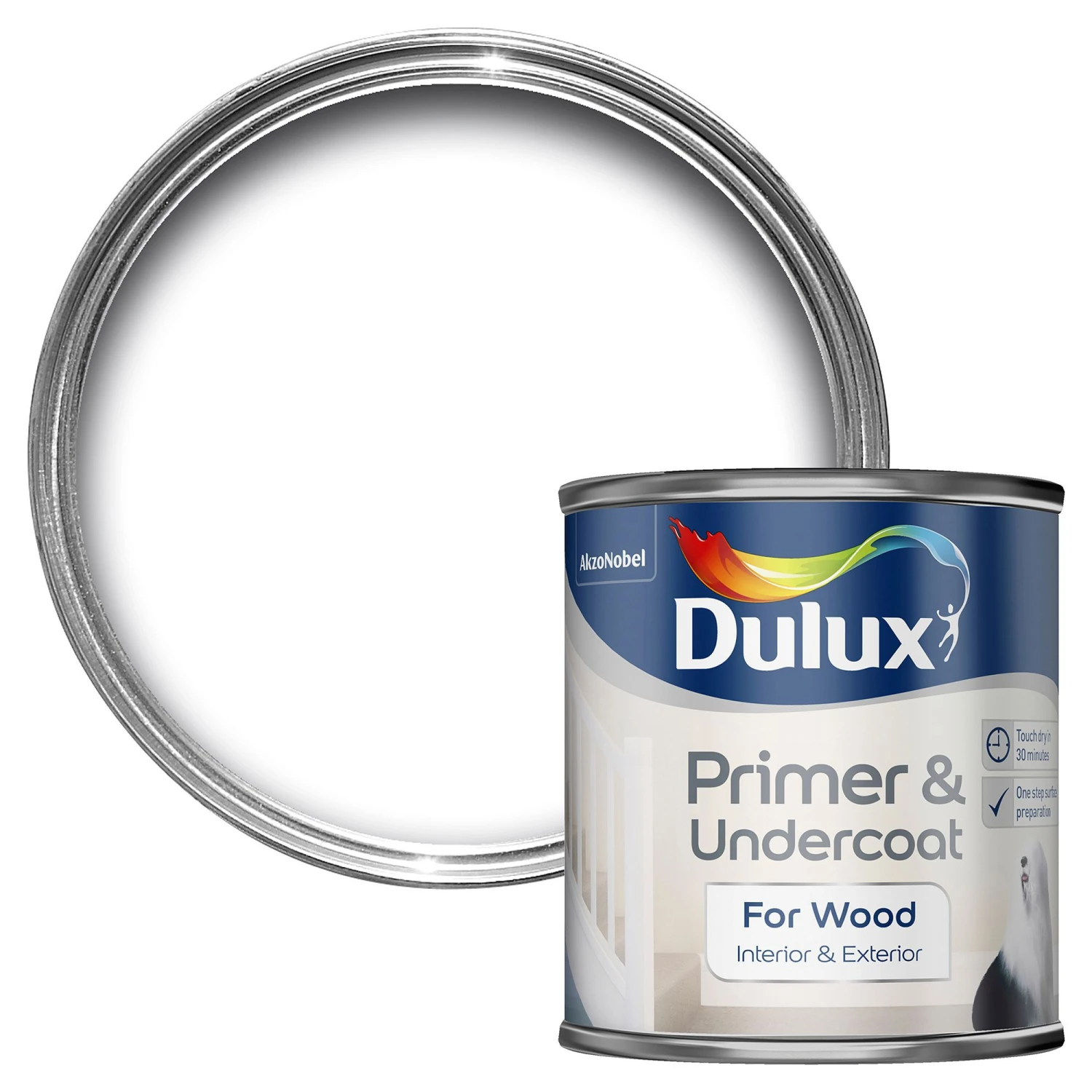 Dulux Wood White Wood Primer & Undercoat, 250ml 1 Dulux Wood White Wood Primer & Undercoat, 250ml